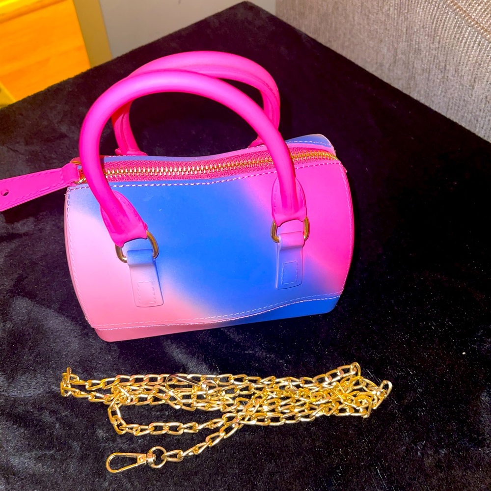 Pink and blue mini  jelly satchel bag